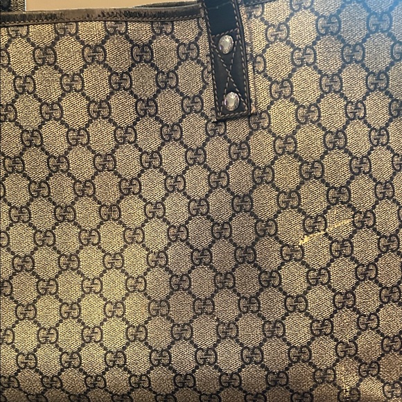 Gucci Blue Monogram Canvas Tote With Red/Blue Web Accent - Picture 11 of 16